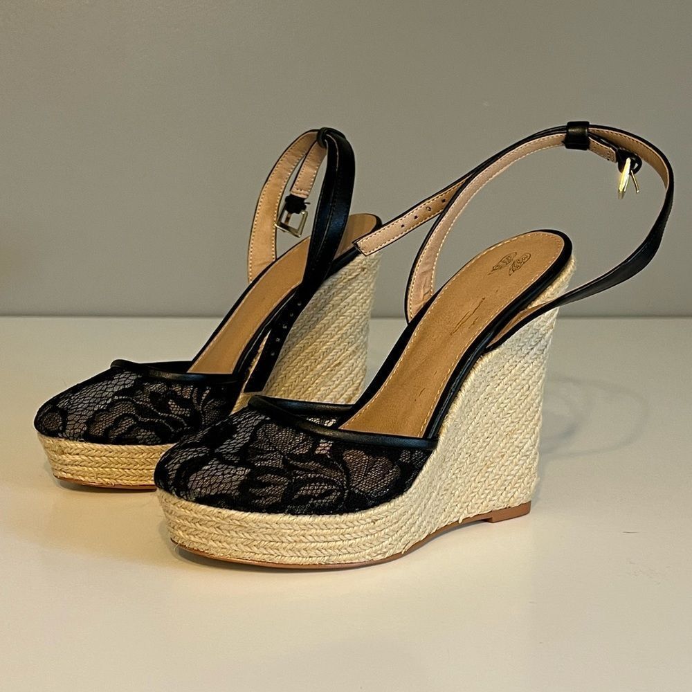 Reposh! Victoria Secret Black Wedge Sandals size 6-6.5